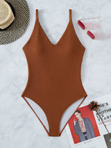 Maillot de bain une pièce rembourré uni à dos croisé 