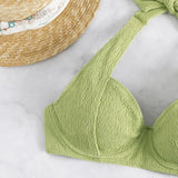 Maillot de bain bikini rembourré à nouer et à texture unie 