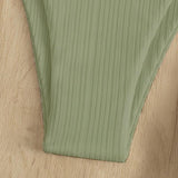 Traje de baño bikini con relleno y aro en forma de U con lazo en contraste 